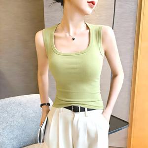 [一年中著用可能]ベーシックなスクエアネックタンクトップはとても万能です。!ストレッチ材料で動くきやすく,春は重いね着,夏は単衣,秋冬はインナーとしてアクティブ.# スクエアネックトップス#小顔効果#オフィスカジュアル