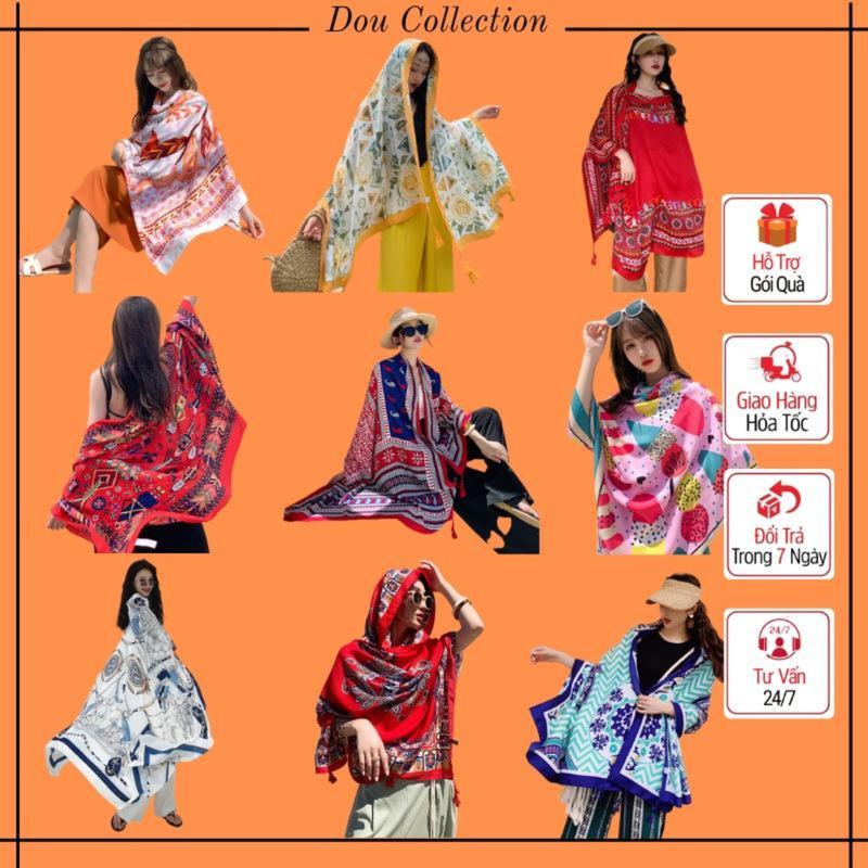Khăn quàng cổ boho đi biển, khăn choàng cổ thổ cẩm che nắng thời trang mùa hè nhiều màu - Cotton - 90x180cm - Mã KC028