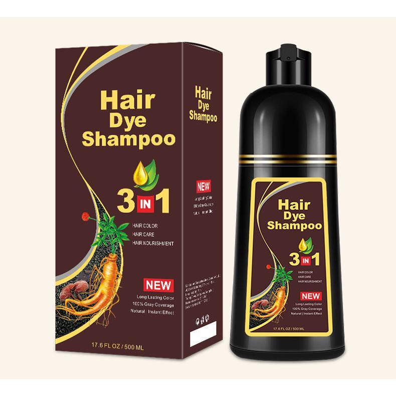 3 in 1 Black Hair Dye Shampoo - Can cover gray hairs,Herbal Ingredients Natural Hair Colour Shampoo,Contains Ginseng Extract,Natural Haircoloring,Phytocare,salon Haircare deep  conditioner Naturalblack 6