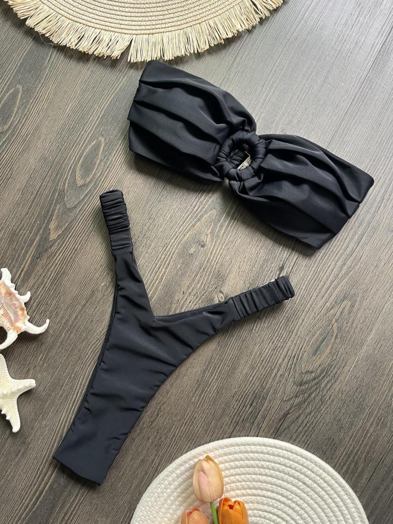 Product Introduction of Two-Piece Set Women's Bikini Set, Casual Swim Top & Swim Bottom Two-piece Swimsuit for Beach Holiday Vacation, Ladies Swimwear for All Seasons 5
