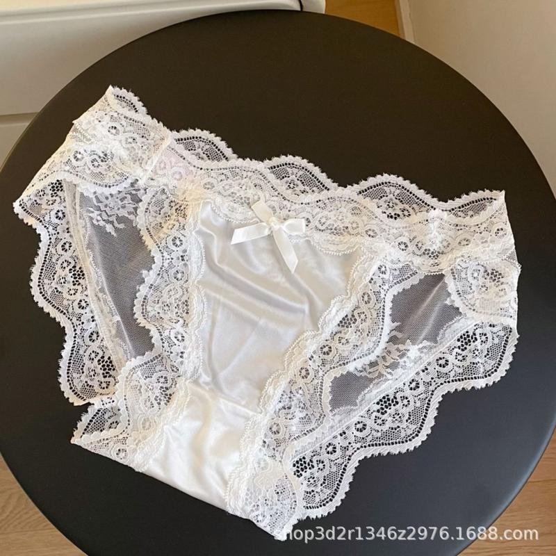 Product Introduction of Thin Satin Sexy Panties Lace Low-Waist Breathable Briefs 12