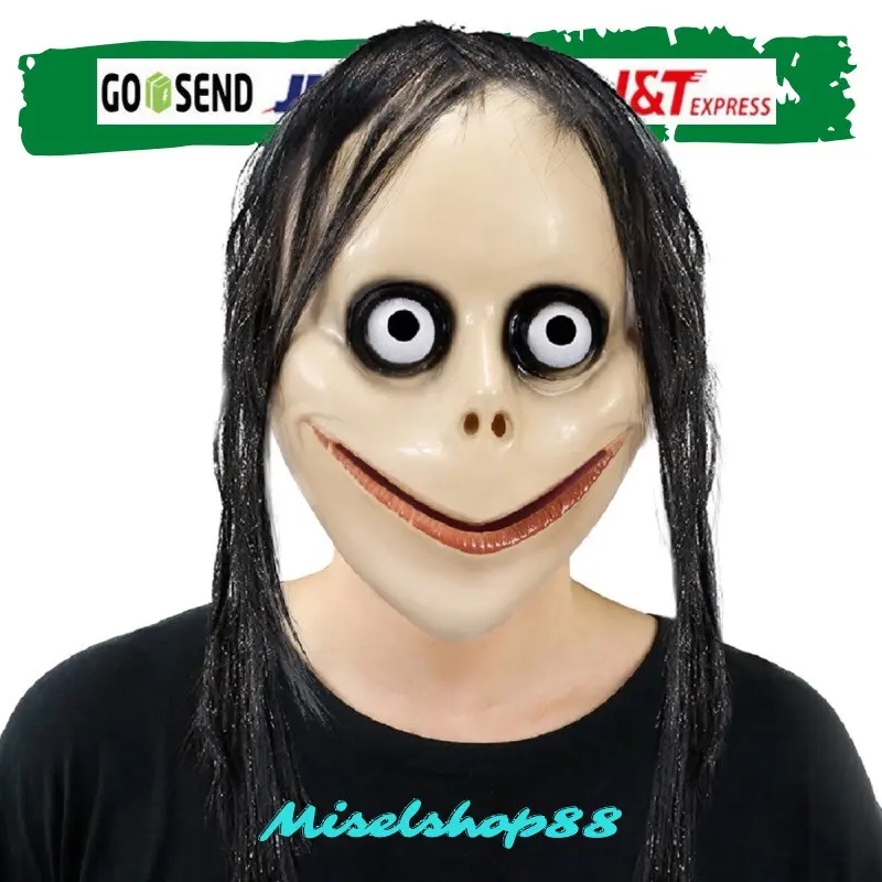 Topeng Hantu Momo Halloween Seram Rumah Hantu Prank Cosplay Scary Mask 0