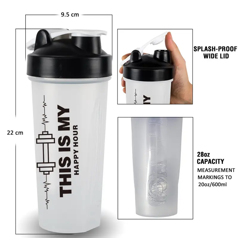Chai Lắc Protein, Dung Tích 600ml, Dung Dịch Hỗn Hợp, A-Độc Tồn Phenol, Không Rò Rỉ, Cốc Nước Máy Xay Sinh Tố, 20 Oz, Thích Hợp Cho Thể Thao, Phòng Tập Gym Thể Dục Và Thể Dục Sport 2