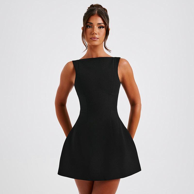 Product Introduction of WEANIA Women Elegant Round Neck Sleeveless Backless High Waist Dress 14