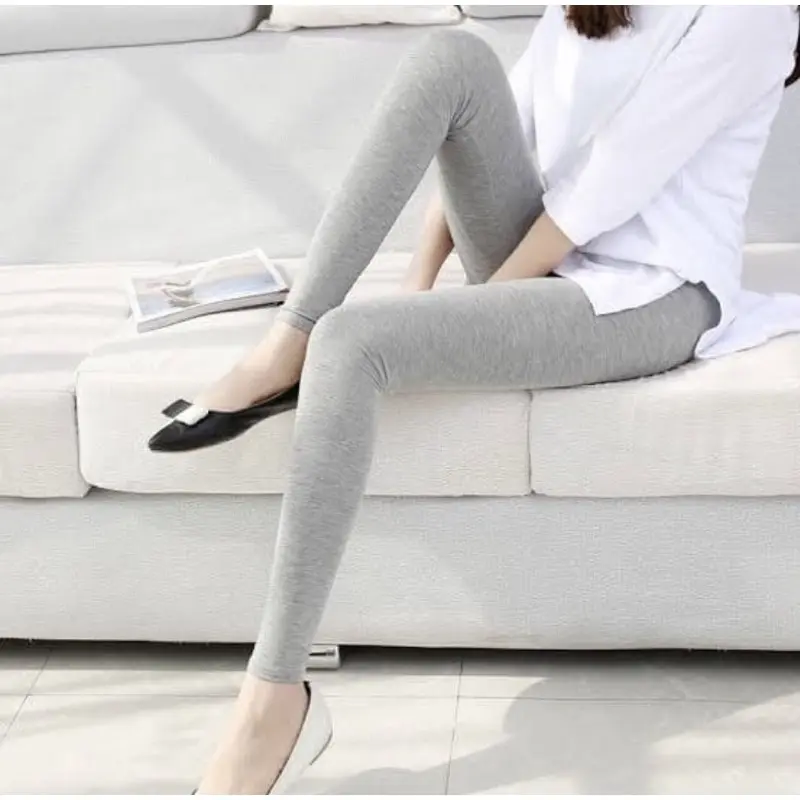 Legging Wanita Kaos Tebal Jumbo Polos Hitam Rayon Soft - Fit Panjang Standar Dewasa Celana Lembut Nyaman 4