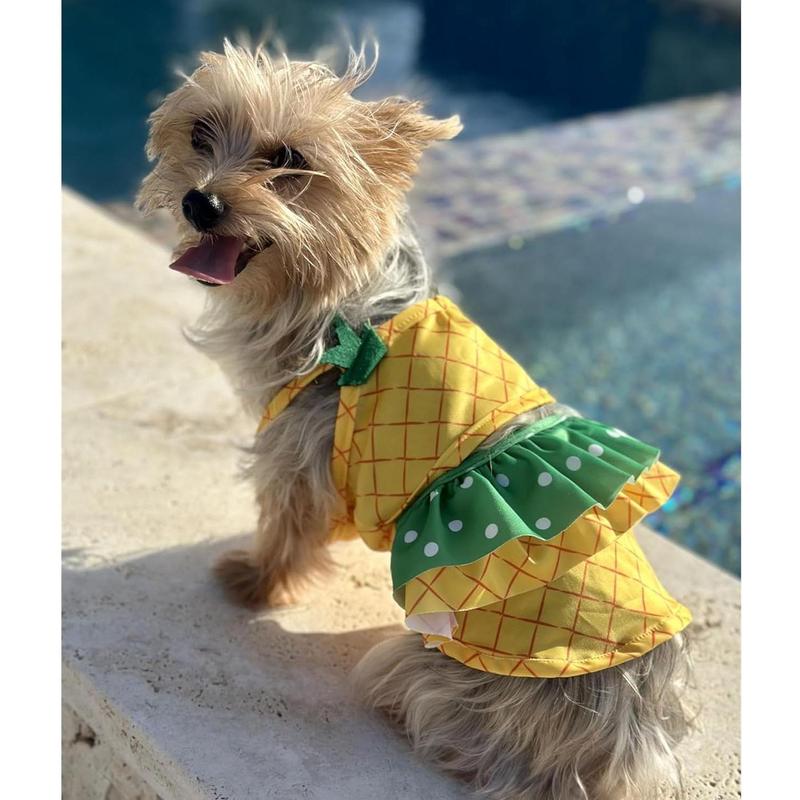 TikTok Shop Funny Dog Swimwear Bikini Summer Dog Clothes Beach Swimsuit Puppy Bathing Suit Puppy Vest Cooling Dog Shirts Pet Shirt for Small Dog Cat Apparel Large Yellow Pineapple