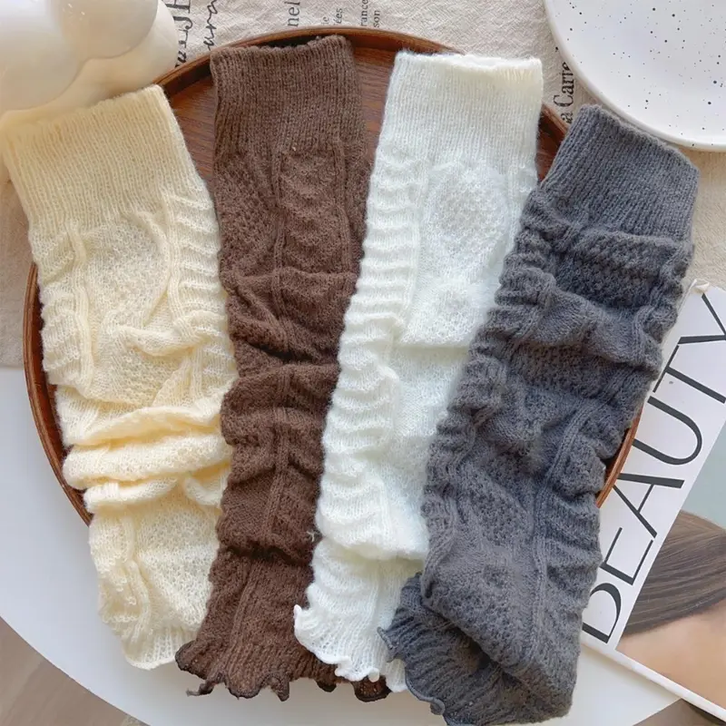 Tất Chân Nữ, Phong Cách Y2K, Màu Trơn Lolita Dệt Kim, Tất Dài, Che Chân, Móc Len, Tất Có Mũ Bốt, Thích Hợp Cho Mùa Thu Và Mùa Đông, Có Sẵn Trong 1 / 2 Đôi 7