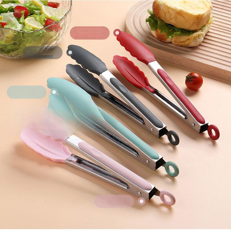 Product Introduction of Silicone Kitchen Food Tongs – Heat-Resistant Stainless Steel Cooking Tongs for BBQ, Bread, Steak, and Grilling 8
