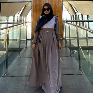 Alina Dress Outfit by Meta Gamis Cringkle Brukat Muslim Wanita Crinkle Airflow Remaja Pesta Lebaran