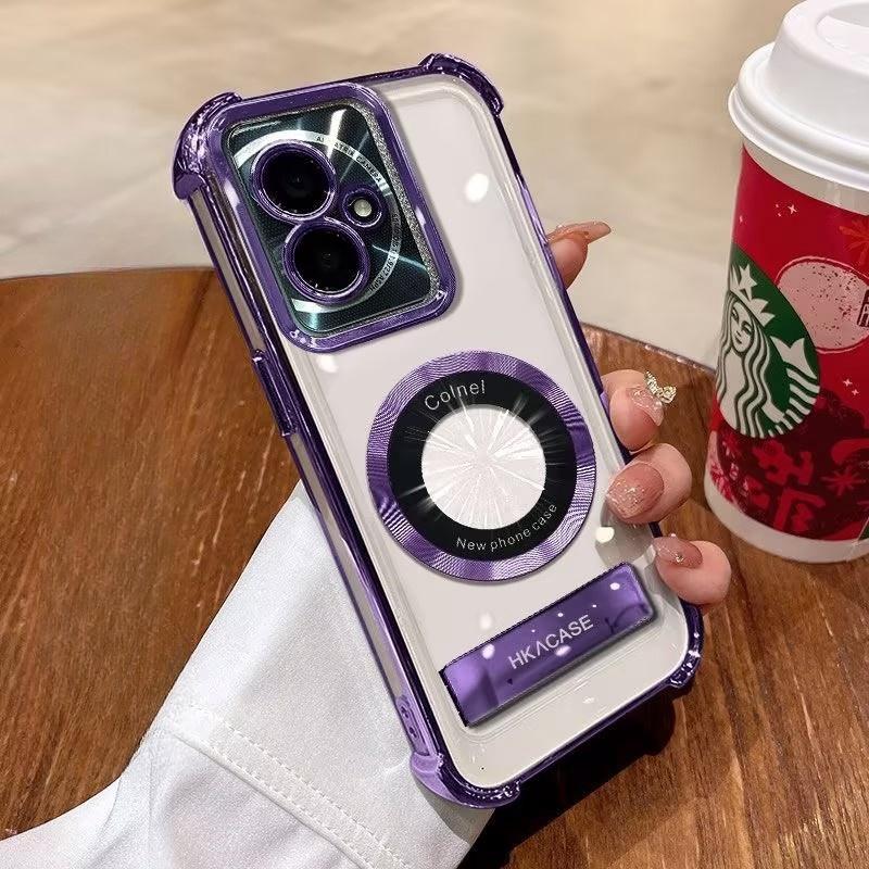Casing OPPO A79 5G Electroplated four-corner anti-fall magnetic stand mobile phone case -DDSJCXZJ 1