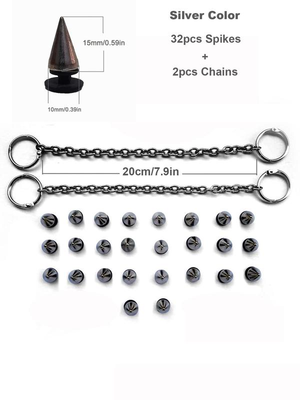 Comfort Fashionable Punk Style Chain & Studded Design Shoes Charm, Punk 2024 Trendy Diy Shoes Decoration for Sandals and Clogs 5