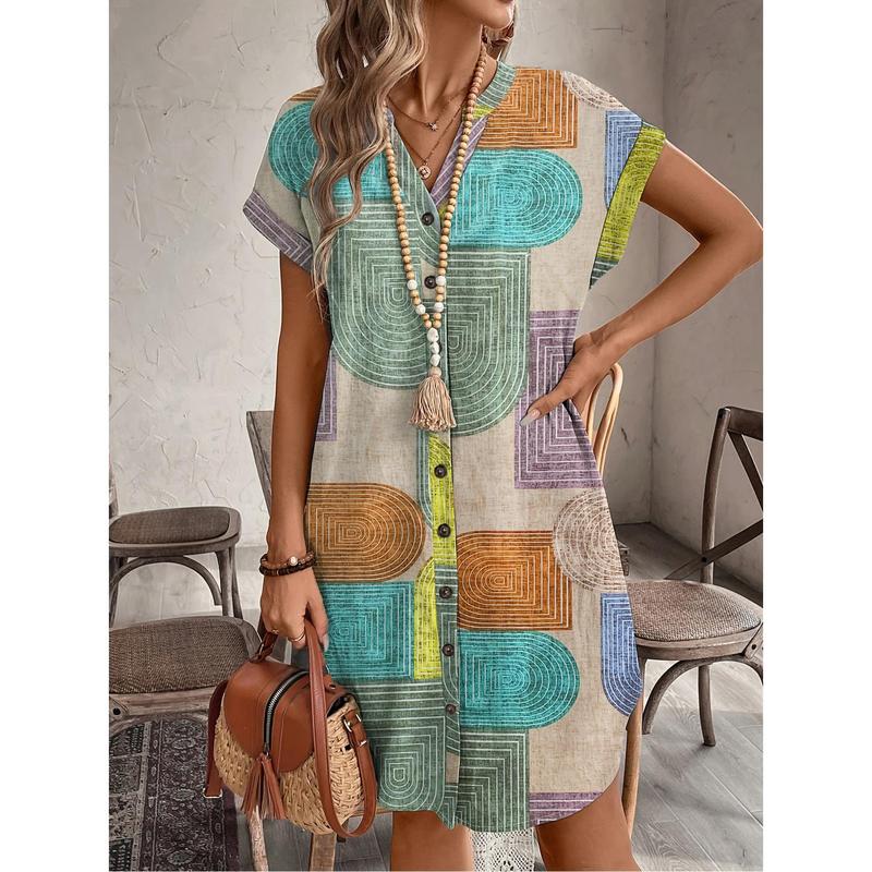 Fashion Casual Plaid Split Joint V Neck Princess Dresses Fashion Casual Plaid Split Joint V Neck Princess Dresses