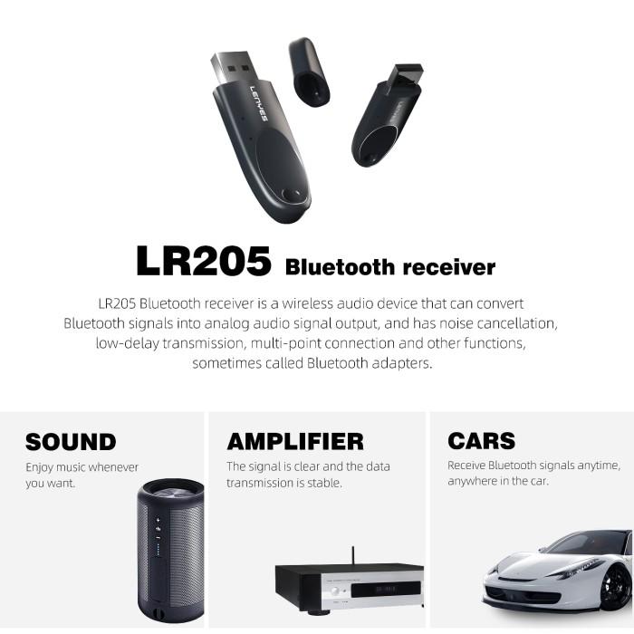 Lenyes LR205 Bluetooth Receiver USB Wireless Audio Dongle Car Speaker 5