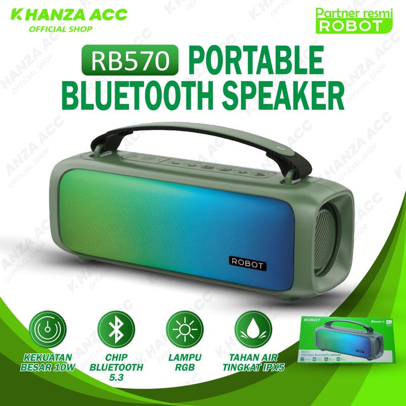 ROBOT RB570 Speaker Bluetooth 5.3 Portable Bass Boost IPX5 RGB Lights ...
