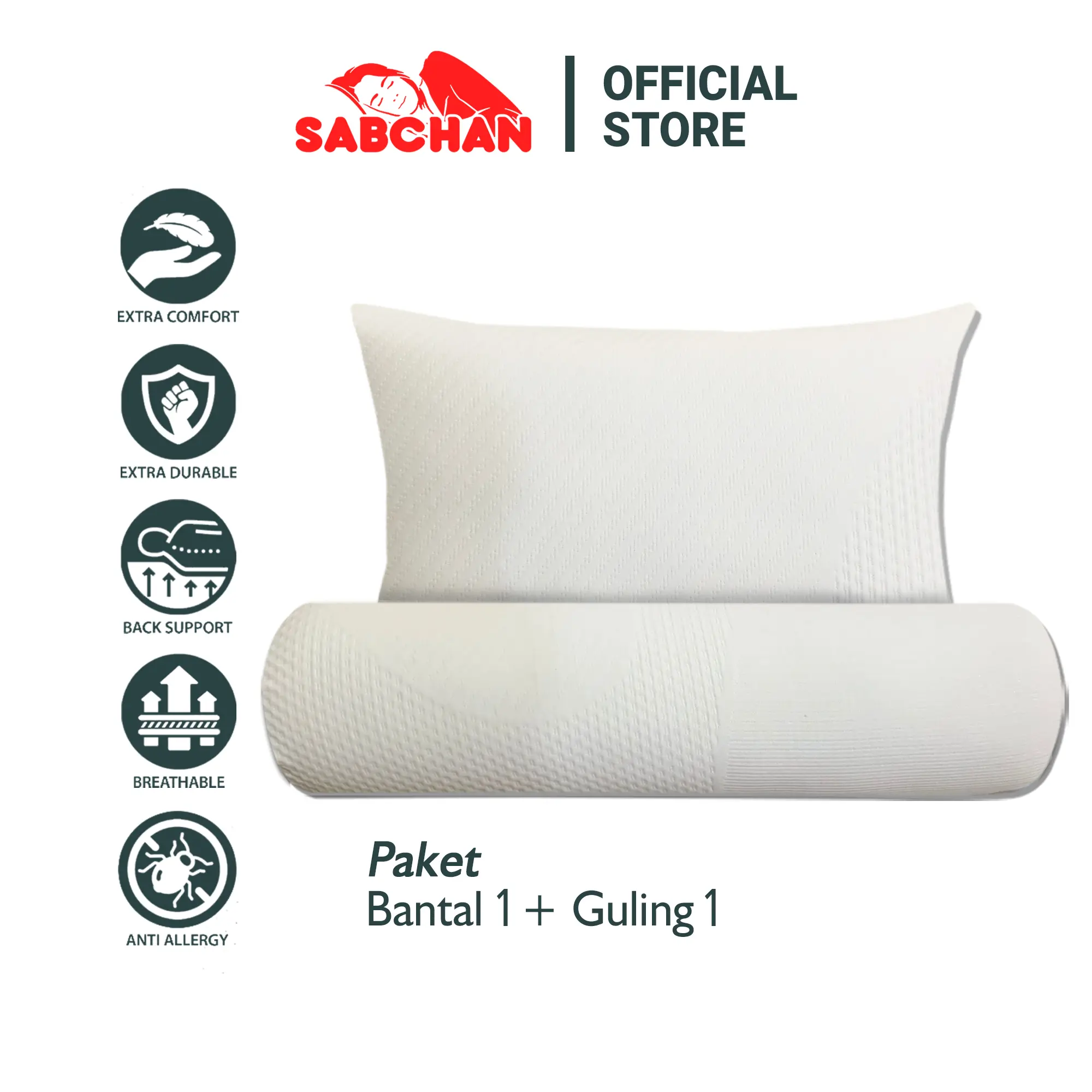 Sabchan - Set Bantal Guling Tidur Hotel Memory Foam Pillow ( 1 Bantal + 1 Guling ) Kain knitting