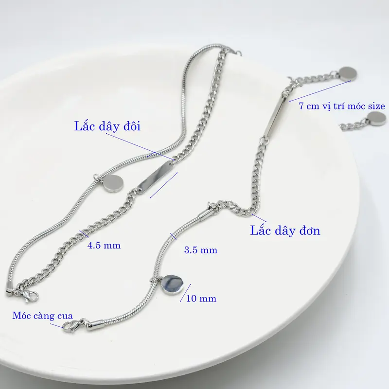 Lắc chân nam titan dây xích dây tròn cá tính lựa chọn dây đơn và dây đôi 1