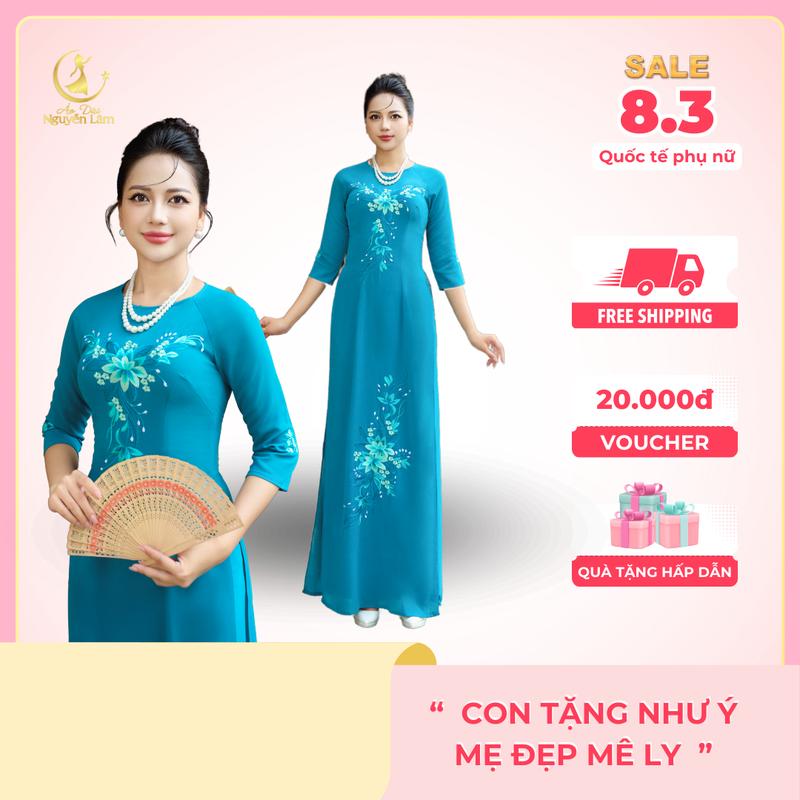 A15 XANH NGỌC - ÁO DÀI LỤA THÊU [Co Giãn Nhẹ, Thấm Hút]  áo dài Nữ Dress Women