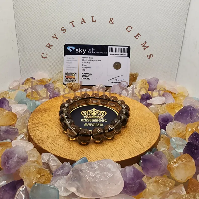 Gelang Batu Crystal Smoky Quartz Full Natural 3