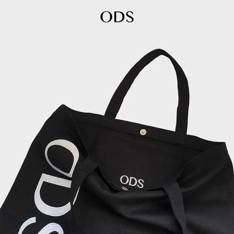 ODS Canvas Tote Bag Side Logo Black 1