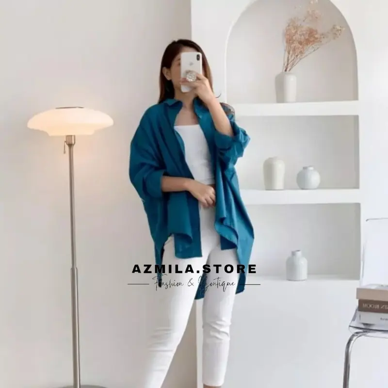 KALEA SHIRT - Kemeja Katun Linen Basic Oversize Atasan wanita Elegan Baju Fit 5
