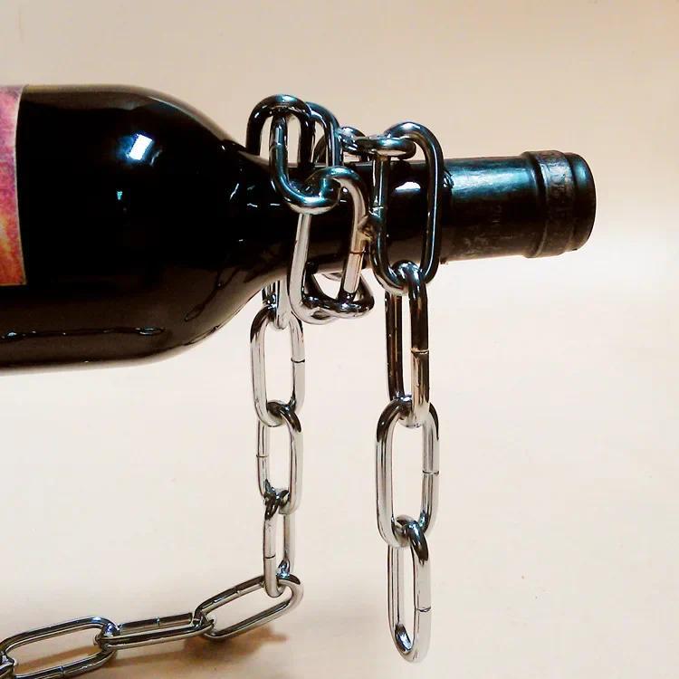Product Introduction of Magic Suspension Iron Chain Wine Rack Metal Chain Hanging Wine Bottle Holder Bar Cabinet Display Stand Shelf Bracket Home Decor 36