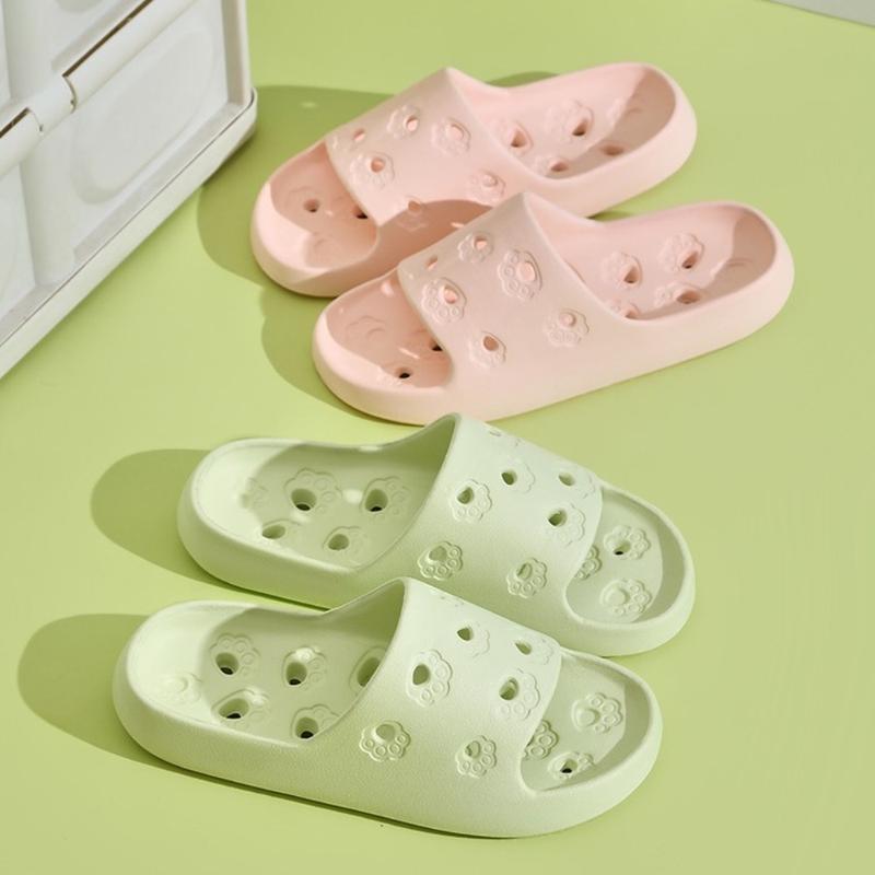 Product Introduction of Fashion Cat Paw EVA Couple Slippers Anti Slip Open-toe Cartoon Slippers Hollow Out Shoes Platform Flip Flops Bathroom 23