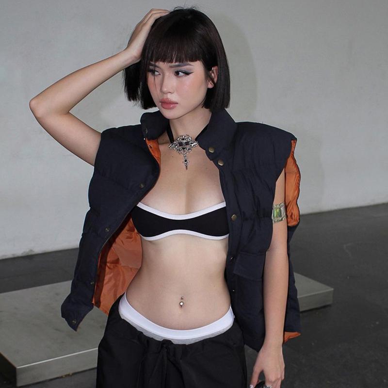 Product Introduction of Women Sleeveless Camisole Bra Summer Casual Contrast Color Backless Crop Tops for Streetwear Clubwear 36