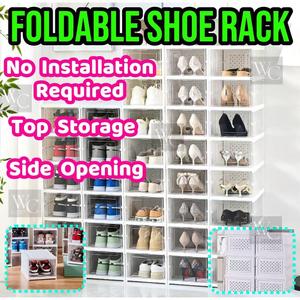 Rak Kasut Letak Simpan Plastik Kemas Lipat Besar Kotak Bertutup Foldable Shoe Rack Multilayer Portable Combination Easy Assembly Waterproof Dustproof Transparent Lightweight Storage Convenient Durable Cabinet Plastic Save Space Multipurpose Large Capacity