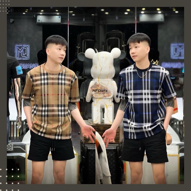 Áo Phông Caro Vải Dệt Sọc Trắng To Menswear