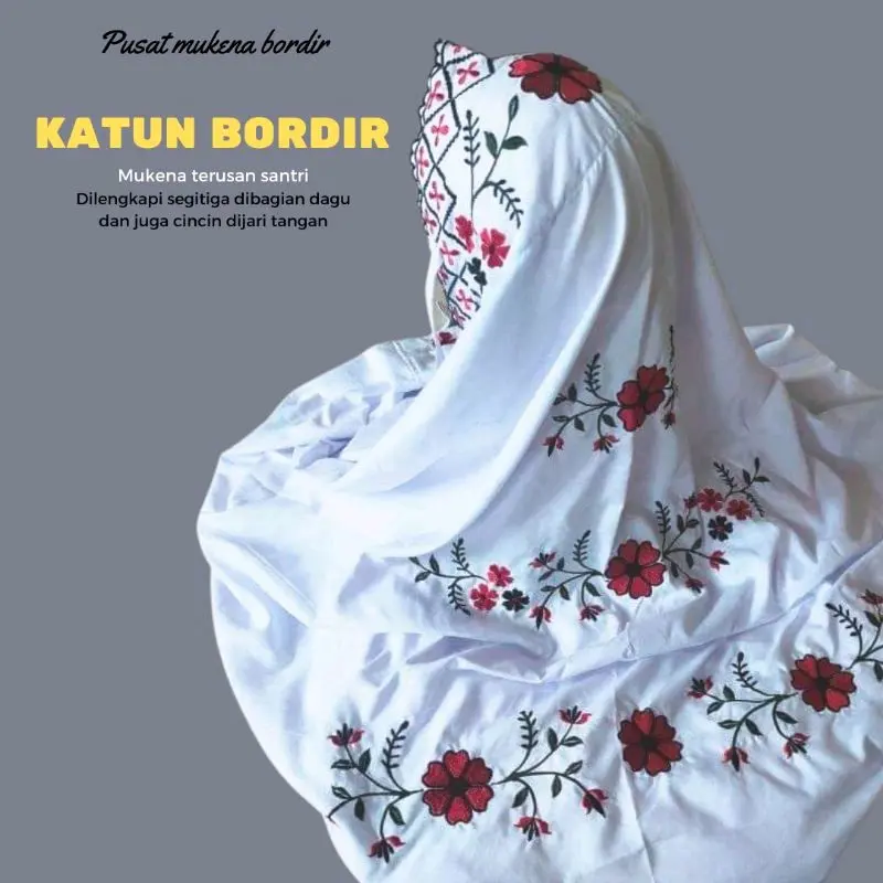 Mukena terusan bordir. Mukena/ mukena bordir katun halus mukenah  putih  dewasa