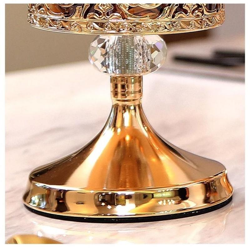 Product Introduction of New European Glass Storage Jar with Lid High-footed Rose Candy Jar Luxury Desktop Ornaments -plated Storage 11