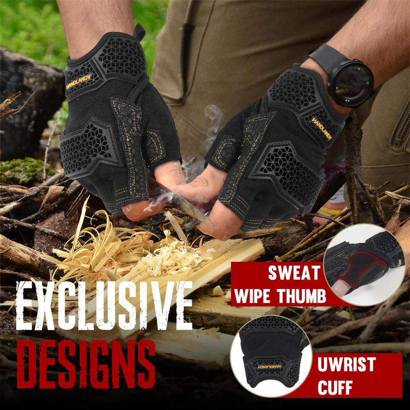 Fingerless Tactical Gloves, 1 Pair Non-slip Work Gloves with Finger Pull Tabs, Mechanical Gloves, Driver Gloves, Universal Cycling Gloves 5