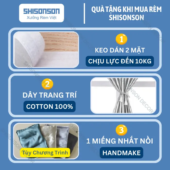 Rèm cửa dán tường Shisonson Decor 2 lớp họa tiết chống nắng, cản sáng, cản tia UV 3