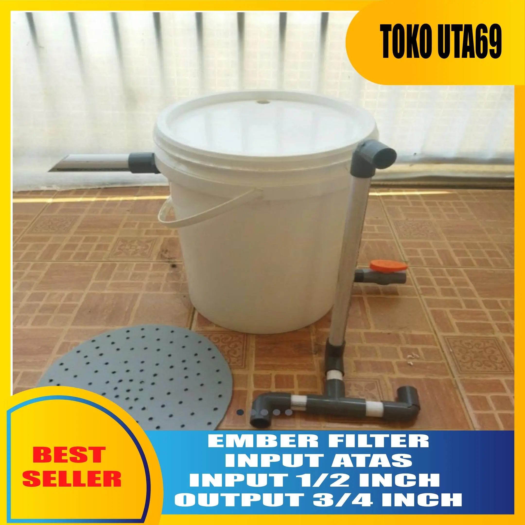 ember filter kolam ikan koi, input 1/2 inch output 3/4 inch