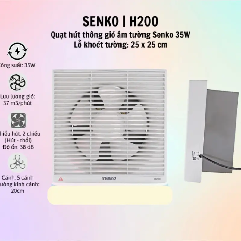 Quạt Hút seᵰko 2 Chiều H150 - H200 - H250 Gắn Tường, 1 Chiều H100 1oo% Lõi Đồng - Hàng Công Ty 4