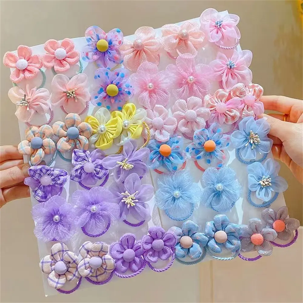 10pcs/set Children's Flower Hair Ropes Cute Kid Hairwear Rubber Band Hair Loop Women Girls Hair Accessories