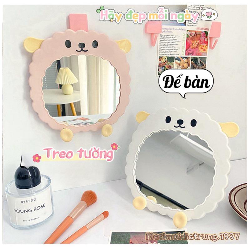 Gương Cosmetic Trang Điểm Mỹ Phẩm Để Bàn Kích Thước Nhỏ Hình Chú Cừu