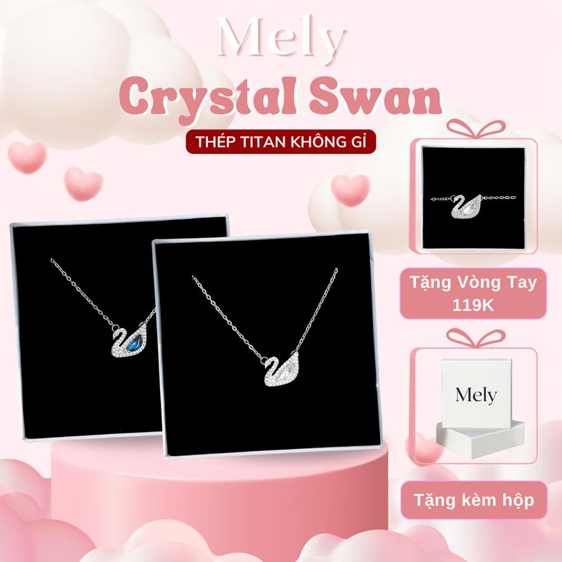 Mua 1 tặng 1 vòng tay thiên nga Dây chuyền thiên nga đính đá cao cấp nhiều màu phụ kiện trang sức Mely Kèm hộp Chain Jewelry