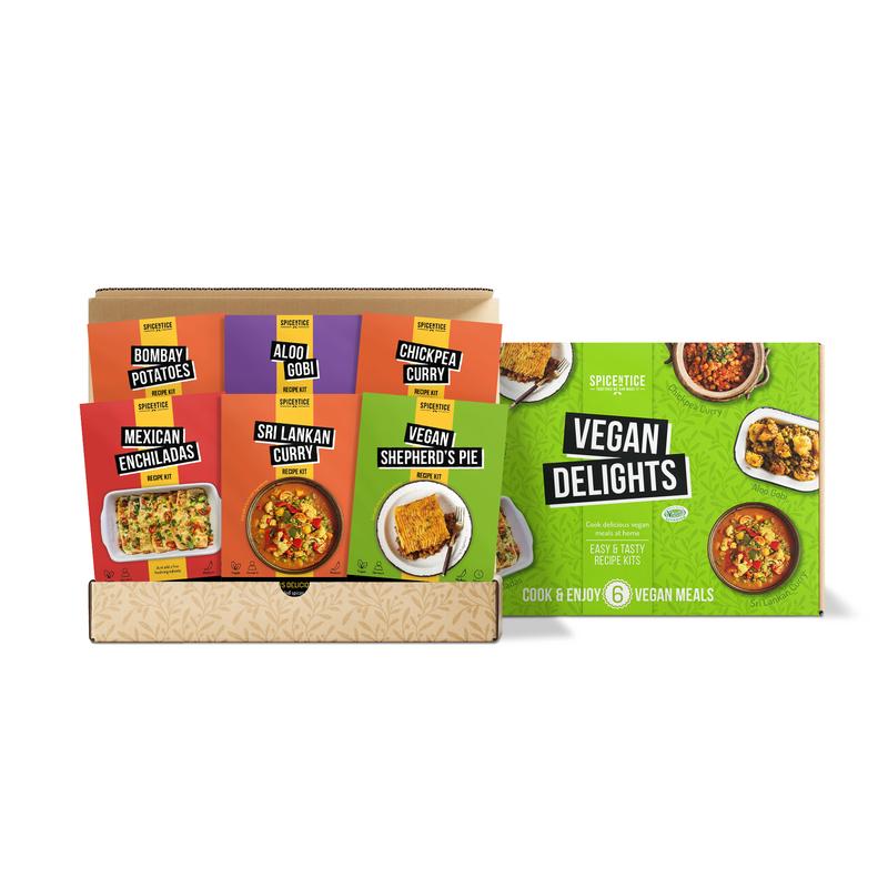 Spicentice Vegan Recipe Kit Gift Set - 6 Plant-Based Meals from Around the World - Includes Spice Blends, Recipes, and a Food Shopping Lists 7