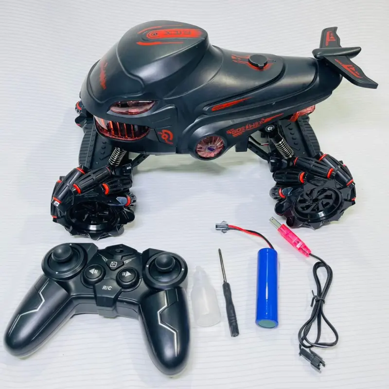 Xe Địa Hình Điều Khiển Từ Xa Cá Mập Bay Gầm Cao Có Phun Khói, Xoay 360 Độ, Dùng Pin Sạc Toy Đồ Chơi Xe Đua Xe Đua 4
