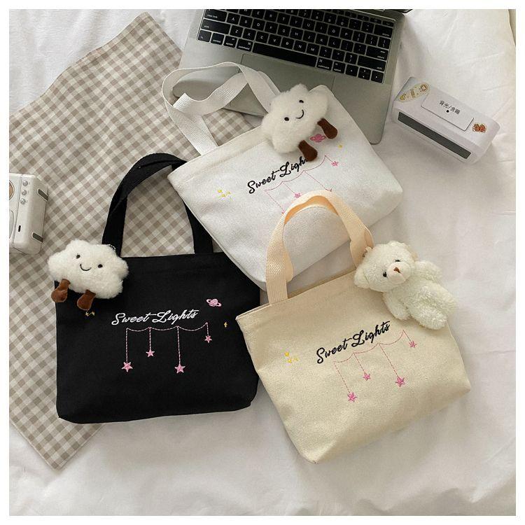 Product Introduction of Small Tote Bag Canvas Bag for Women Casual Small Bag Cloth Bag for Work Handheld Lunch Bag Student Lunch Box Bag with Zipper 10