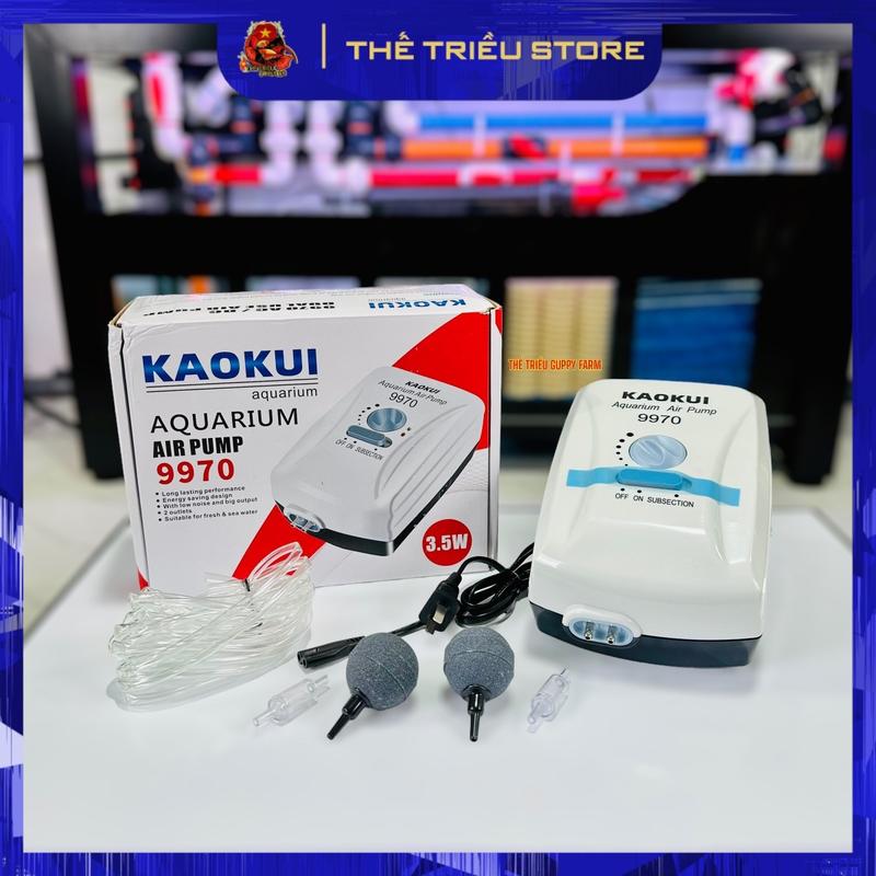 Máy sủi oxy tích điện 2 vòi Kaokui 9950, 9970 AC DC Air Pump. Dùng cho bể cá cảnh ( TẶNG kèm 2 đá sủi oxi & 2 mét dây oxi )