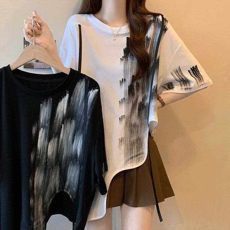 Atasan Kaos Wanita Dewasa Import Cuttingan Gelombang Tye Dye Tali Korean Style 7