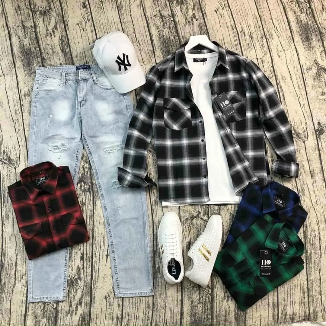 Sơ mi Đũi kẻ dạ phong cách trẻ trung Hàn Quốc Menswear