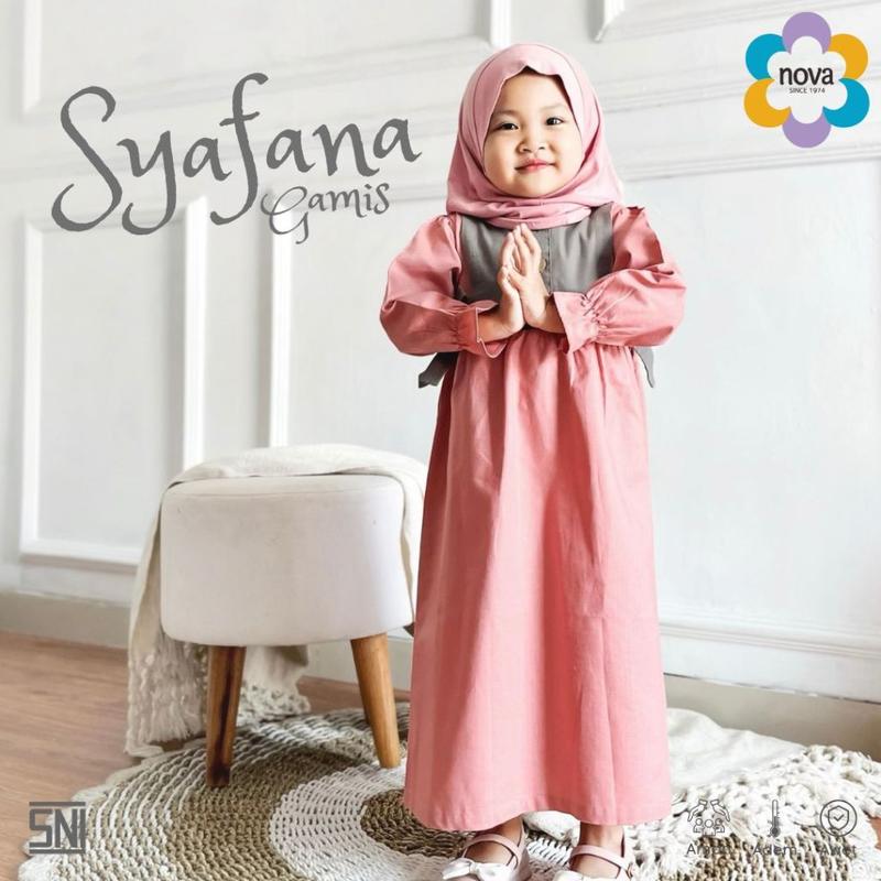 NOVA Pakaian Muslim Bayi dan Anak - Gamis Bayi Dan Anak Perempuan  6 Bulan - 4 Tahun ( 1 Pcs) - Syafana Gamis 0