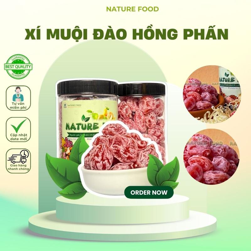  Hộp 500gr Xí muội  ô mai  Đào hồng phấn chua ngọt NATURE FOOD. 
