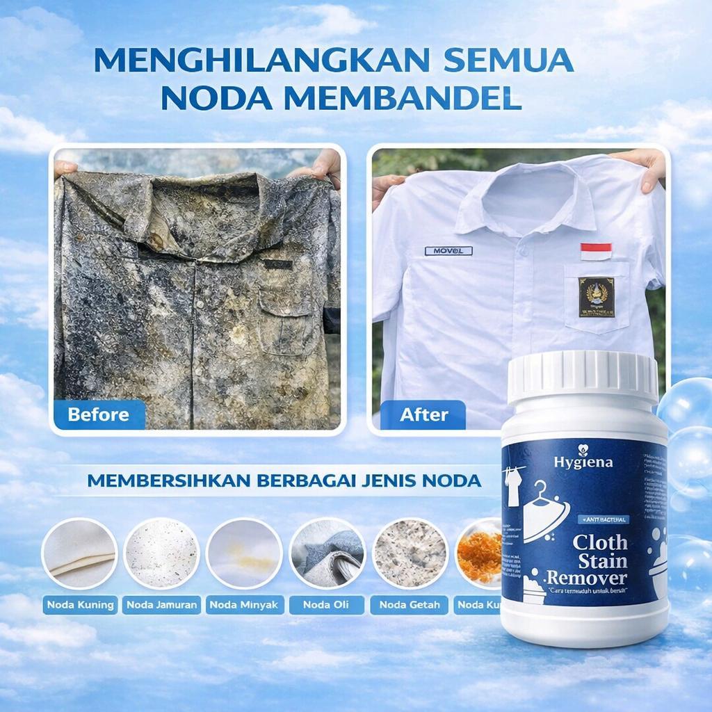 Penghilang Noda & Jamur Pakaian Hygiena – Cloth Stain Remover | Ampuh Hilangkan Noda Kuning, Jamur, Makan | Anti Bakteri