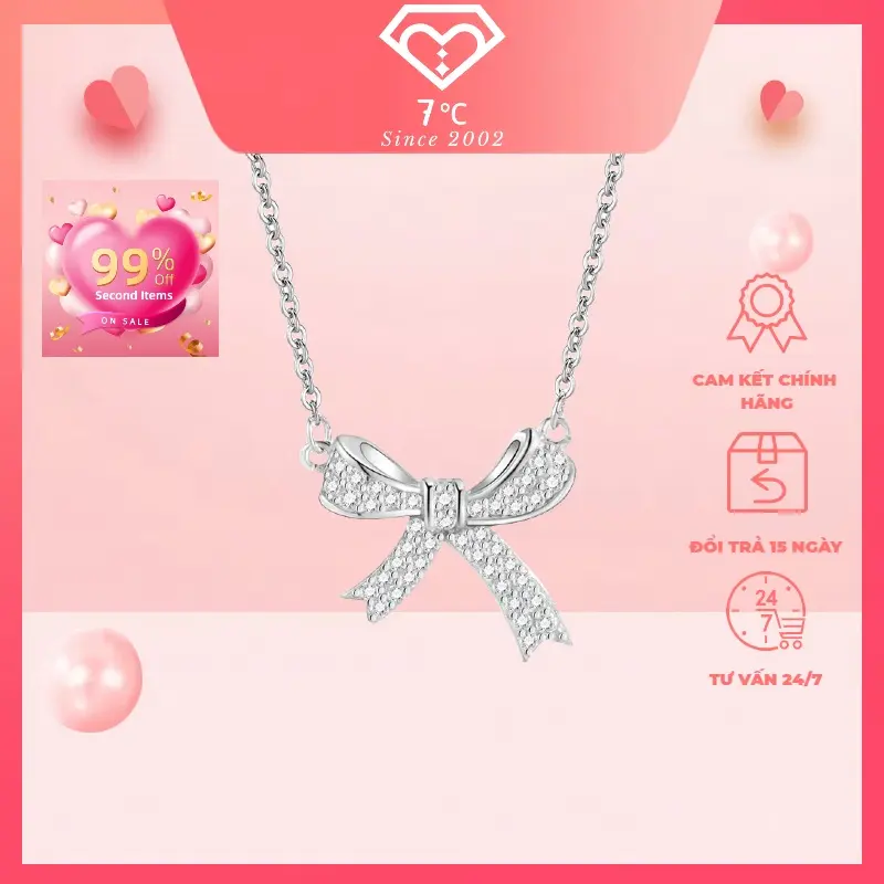 Trang sức bạc nữ Dây chuyền nơ đính đá cao cấp sang trọng - Chain, Jewelry 7℃ 1