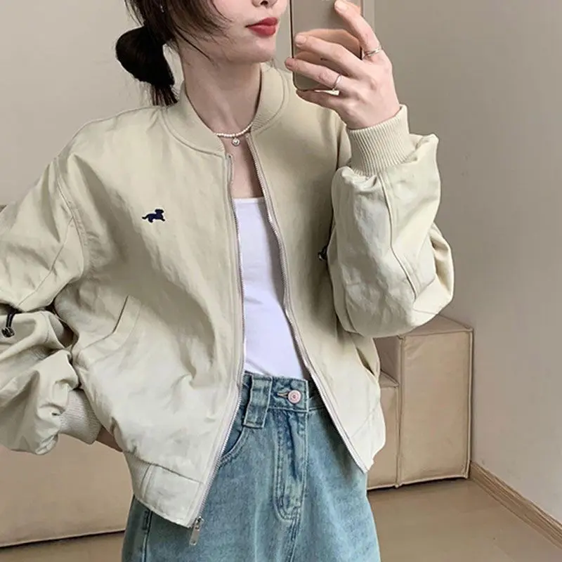 Đồng Phục Bóng Chày Mùa Xuân, Phong Cách Rộng Rãi Và Lười Biếng, Thời Trang, Áo Khoác Mỏng Dễ Phối Đồ Mới 2024, Dành Cho Nữ Jacket Top Women