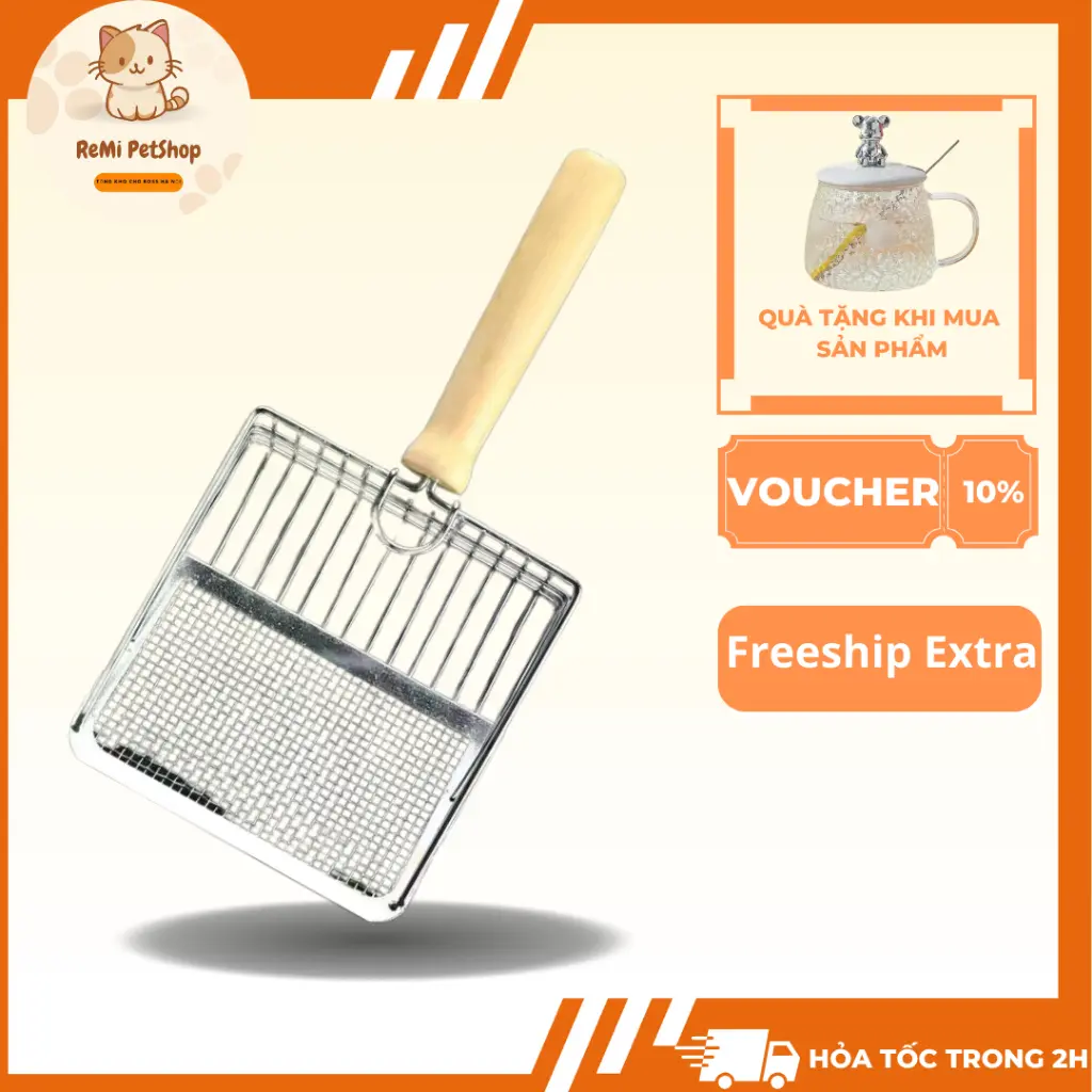 Xẻng Xúc Cát Vệ Sinh Cho Mèo Inox Cao Cấp, Bền Bỉ, Tiện Dụng